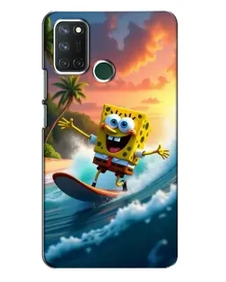 Чехол для Realme 7i с картинкой «Губка Боб серфингист»