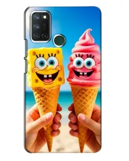 Чехол для Realme 7i с картинкой «Спанч Боб мороженое»