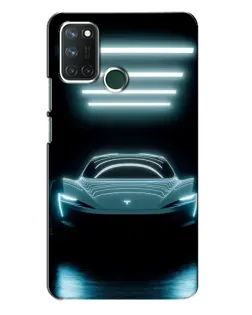 Чехол для Realme 7i с картинкой «Tesla в неоне»