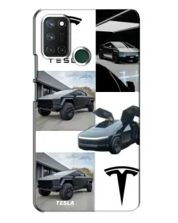 Чехол для Realme 7i с картинкой «Коллаж Cybertruck Tesla»