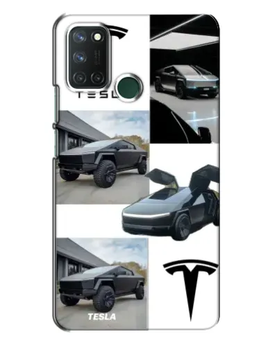 Чехол для Realme 7i с картинкой «Коллаж Cybertruck Tesla»