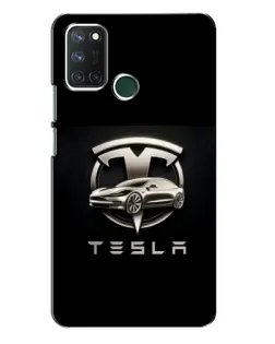 Чехол для Realme 7i с картинкой «Tesla — серебристое авто»