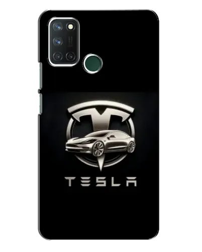 Чехол для Realme 7i с картинкой «Tesla — серебристое авто»