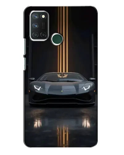 Чехол для Realme 7i с картинкой «Lamborghini золотые линии»
