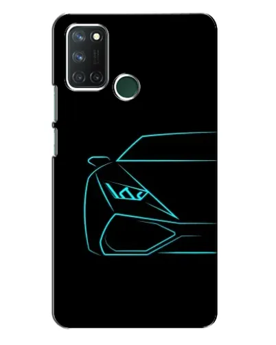 Чехол для Realme 7i с картинкой «Голубой силуэт Lamborghini»