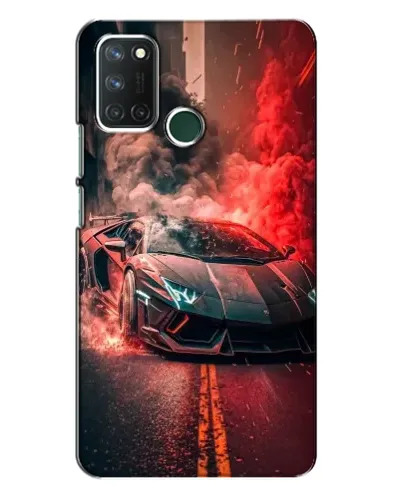 Чехол для Realme 7i с картинкой «Lamborghini красный дым»