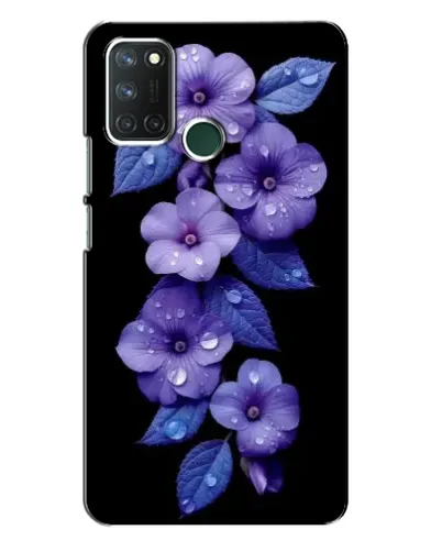Чохол для Realme 7i з картинкою «Фіолетові квіти з росою»