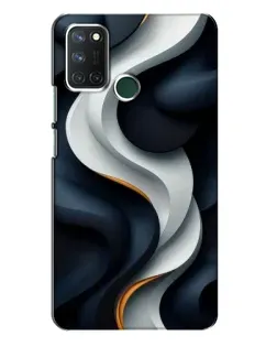 Чехол для Realme 7i с картинкой «Объемные черно-белые ленты»