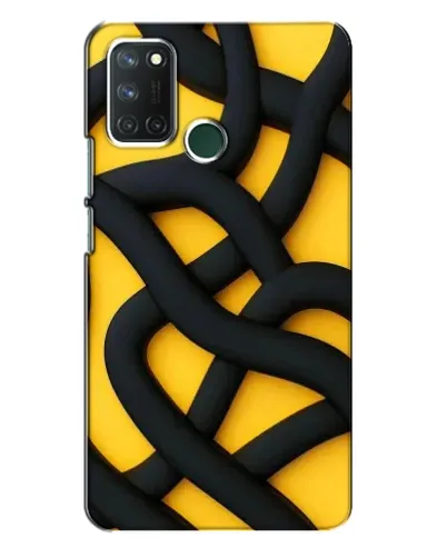 Чехол для Realme 7i с картинкой «Черное желтое переплетение»