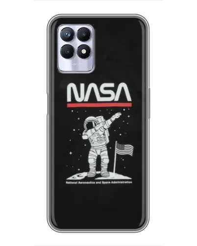 Чехол для Realme 8 Pro с картинкой «NASA — шагаем по Луне»