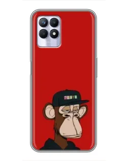 Чехол для Realme 8 Pro с картинкой «Bored Ape — красный фон»