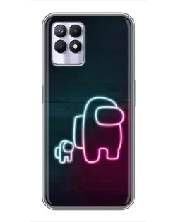 Чехол для Realme 8 Pro с картинкой «Among Us неон-арт»