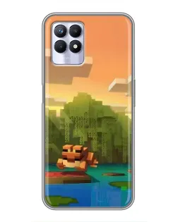 Чехол для Realme 8 Pro с картинкой «Майнкрафт закат солнца»
