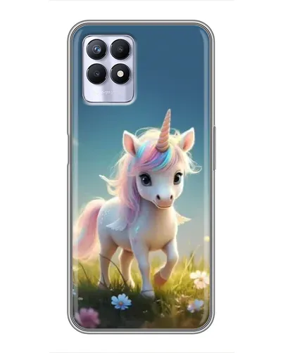 Чехол для Realme 8 Pro с картинкой «Единорог на поляне»