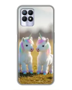 Чехол для Realme 8 Pro с картинкой «Пара единорогов»