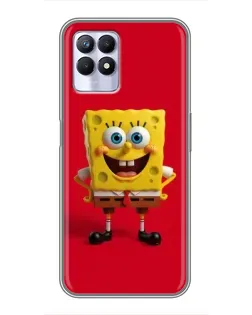 Чехол для Realme 8 Pro с картинкой «Спанч Боб на красном»