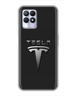 Чехол для Realme 8 Pro с картинкой «Стальной логотип Tesla»