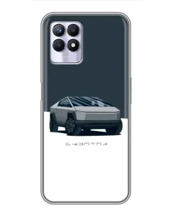 Чехол для Realme 8 Pro с картинкой «Серебристый Cybertruck Tesla»