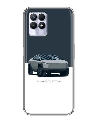 Чехол для Realme 8 Pro с картинкой «Серебристый Cybertruck Tesla»
