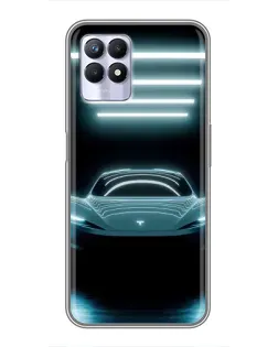 Чехол для Realme 8 Pro с картинкой «Tesla в неоне»
