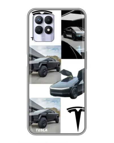 Чехол для Realme 8 Pro с картинкой «Коллаж Cybertruck Tesla»