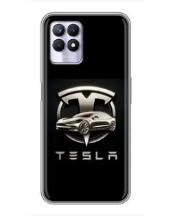Чехол для Realme 8 Pro с картинкой «Tesla — серебристое авто»