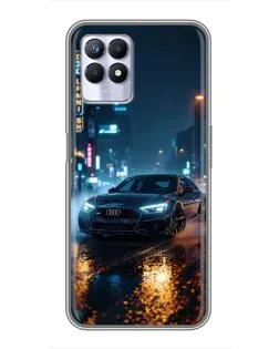 Чехол для Realme 8 Pro с картинкой «Ночной город и Audi»