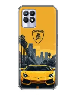 Чехол для Realme 8 Pro с картинкой «Желтый Lamborghini город»
