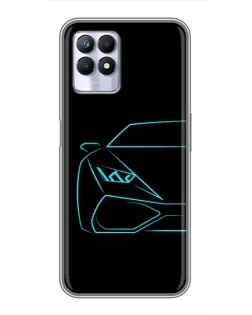 Чехол для Realme 8 Pro с картинкой «Голубой силуэт Lamborghini»