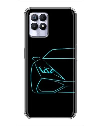 Чехол для Realme 8 Pro с картинкой «Голубой силуэт Lamborghini»
