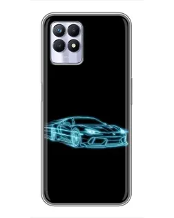 Чехол для Realme 8 Pro с картинкой «Неоновый контур Lamborghini»