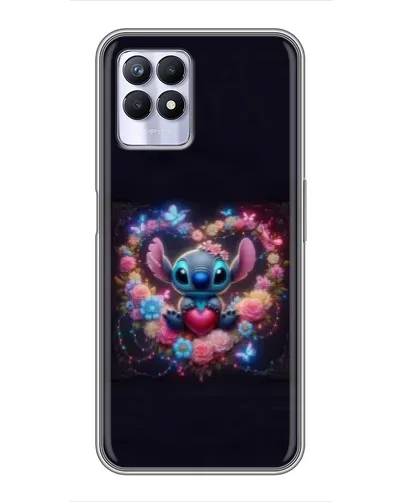 Чехол для Realme 8 Pro с картинкой «Stitch в цветах»