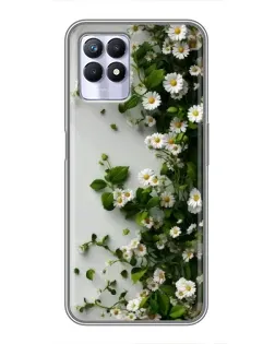 Чехол для Realme 8 Pro с картинкой «Ветка мелких белых цветов»