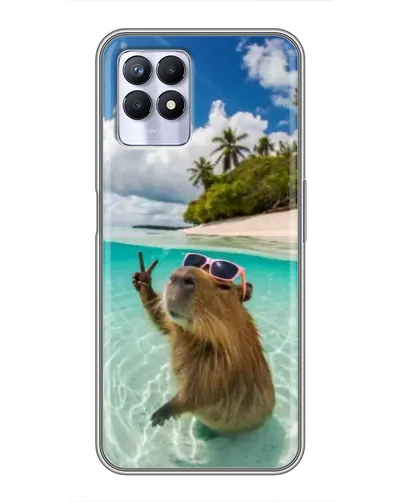 Чехол для Realme 8 Pro с картинкой «Капибара на море»