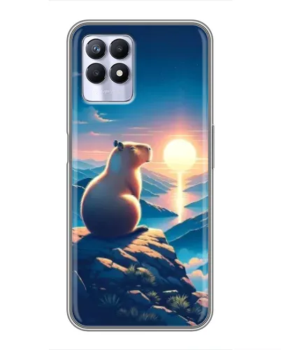 Чехол для Realme 8 Pro с картинкой «Закат солнца с капибарой»