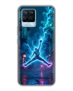 Чехол для Realme 8 с картинкой «Jordan Gold Jumpman»