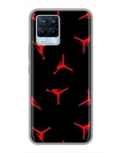 Чехол для Realme 8 с картинкой «Jordan Red Pattern»