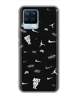 Чехол для Realme 8 с картинкой «Nike Black Pattern»