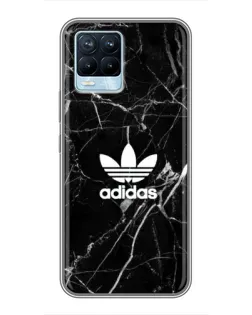 Чехол для Realme 8 с картинкой «Белый мрамор Adidas»