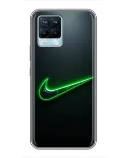 Чехол для Realme 8 с картинкой «Неоновый контур Nike»