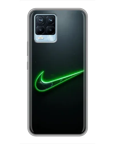 Чехол для Realme 8 с картинкой «Неоновый контур Nike»