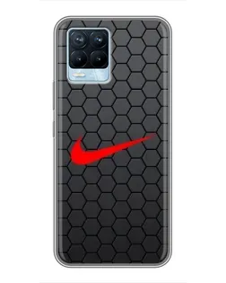Чехол для Realme 8 с картинкой «Nike — карбоновая сетка»