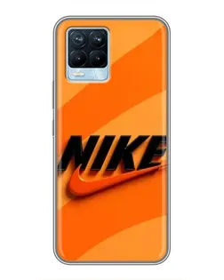 Чехол для Realme 8 с картинкой «Оранжевый драйв Nike»