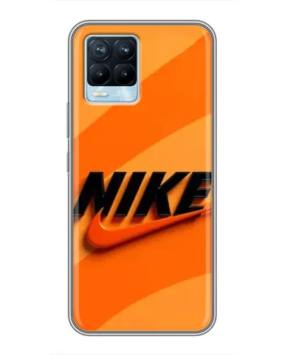 Чехол для Realme 8 с картинкой «Оранжевый драйв Nike»