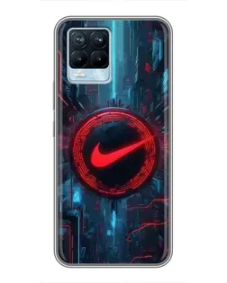 Чехол для Realme 8 с картинкой «Техногенный стиль Nike»