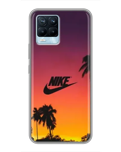 Чехол для Realme 8 с картинкой «Nike на закате солнца»