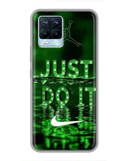 Чехол для Realme 8 с картинкой «Зеленый неоновый Nike»