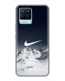 Чехол для Realme 8 с картинкой «Nike — зимние горы»