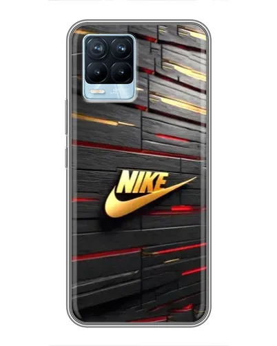 Чехол для Realme 8 с картинкой «Золотой Nike на металле»