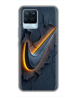 Чехол для Realme 8 с картинкой «Объемный логотип Найк»